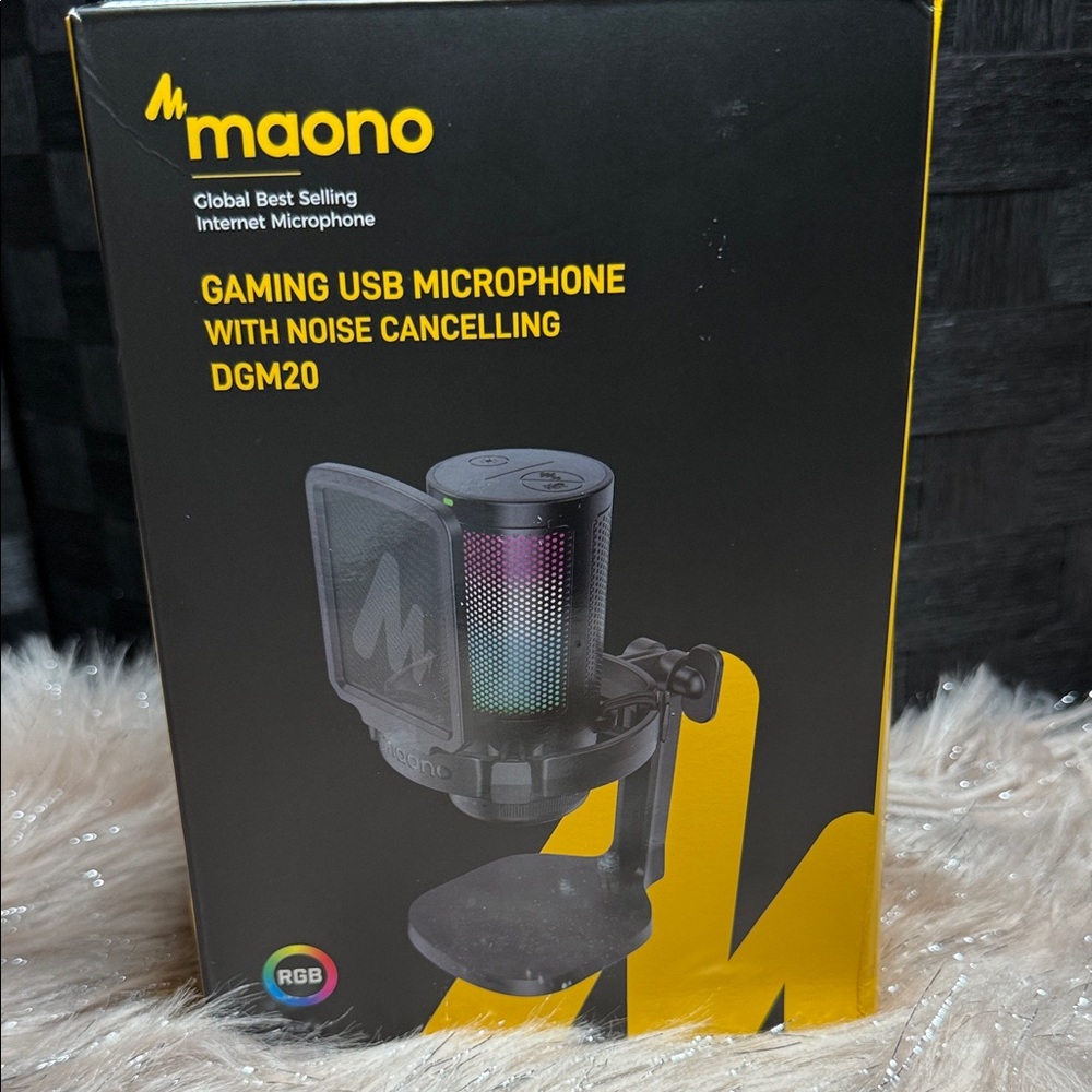 Black Gaming USB Microphone with RGB Lighting